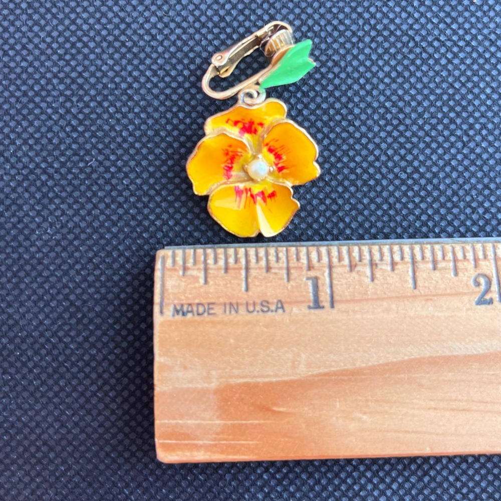 Vintage Floral Bold Statement Earrings Enamel Flower - Picture 10 of 11
